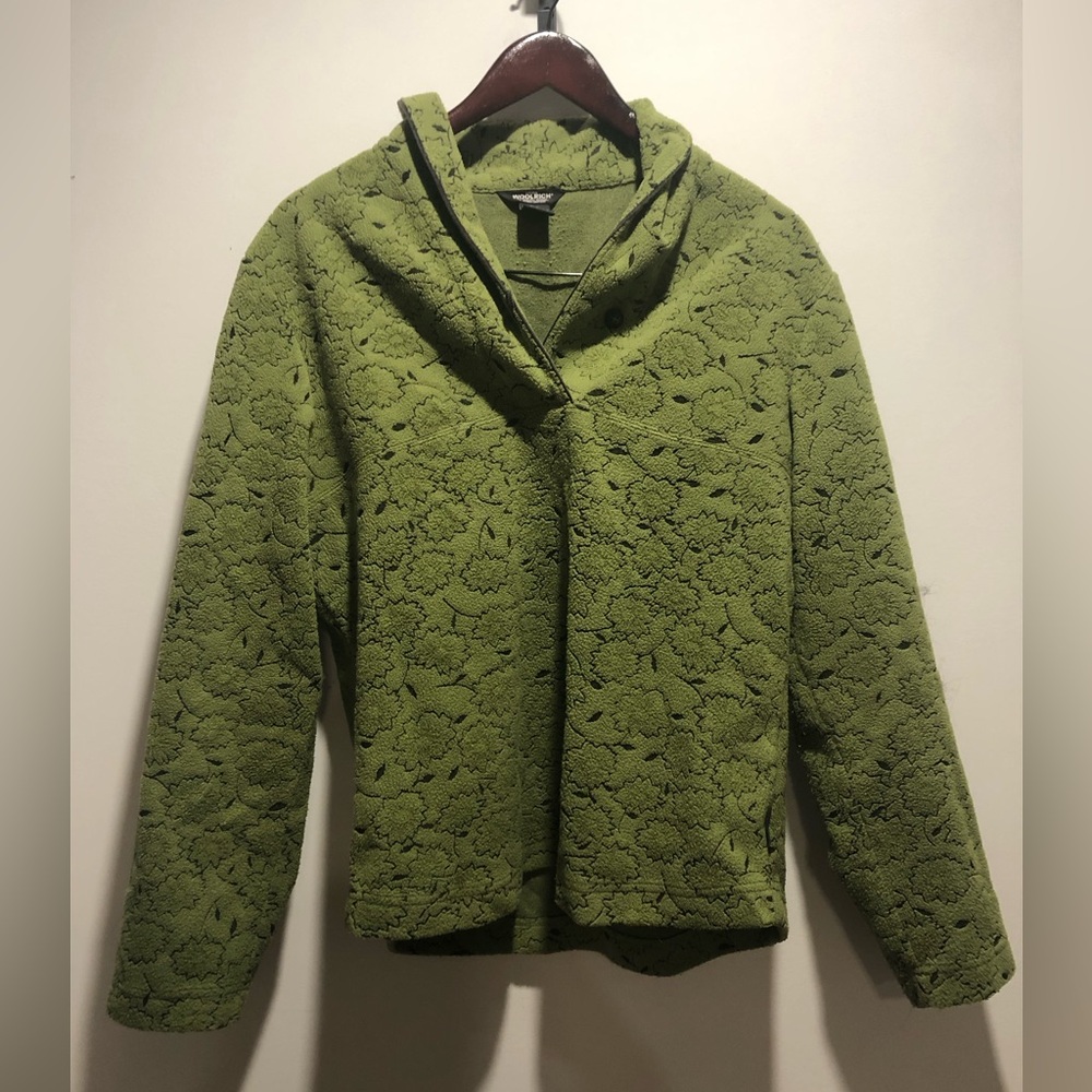 Woolrich Olive Green Textured Hooded Jacket - Women
